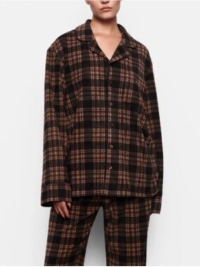 SKIMS Plaid Brown & Black Pajama Top